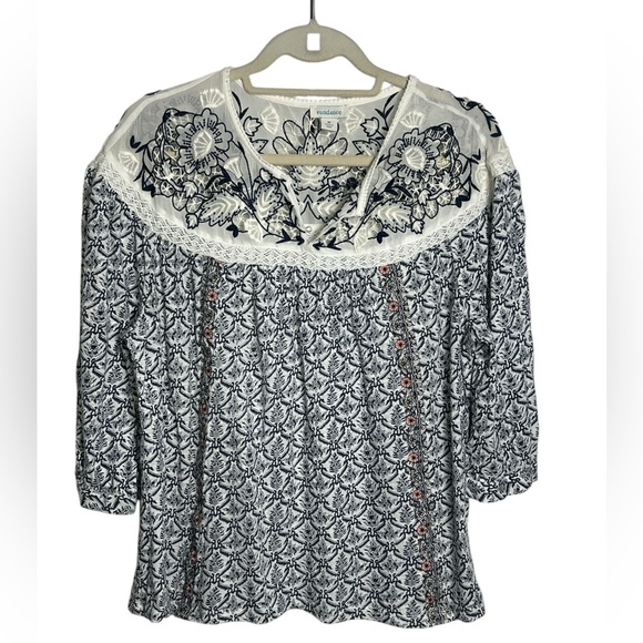 Sundance Tops - Sundance Anthropologie Boho Floral Print Cotton Modal‎ Blend Blouse Size Medium